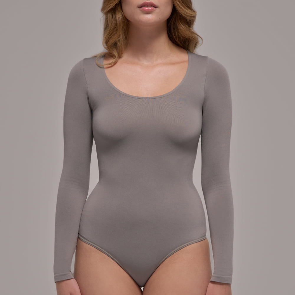 Body second skin manga larga cuello redondo